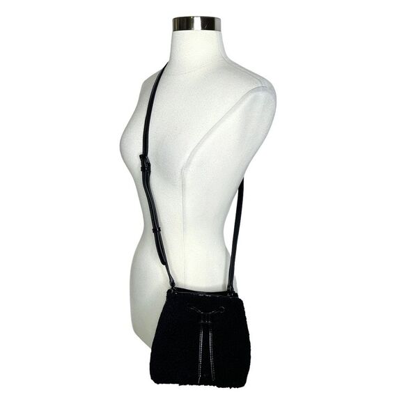 Calvin Klein Astatine Sherpa & Patent Leather Mini Bucket Bag 6.25” x 6” x 3.5” - Picture 2 of 10